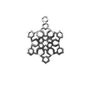 Handcrafted Silver Overlay Over Copper snowflake charm pendant with oxidized finish made in India.