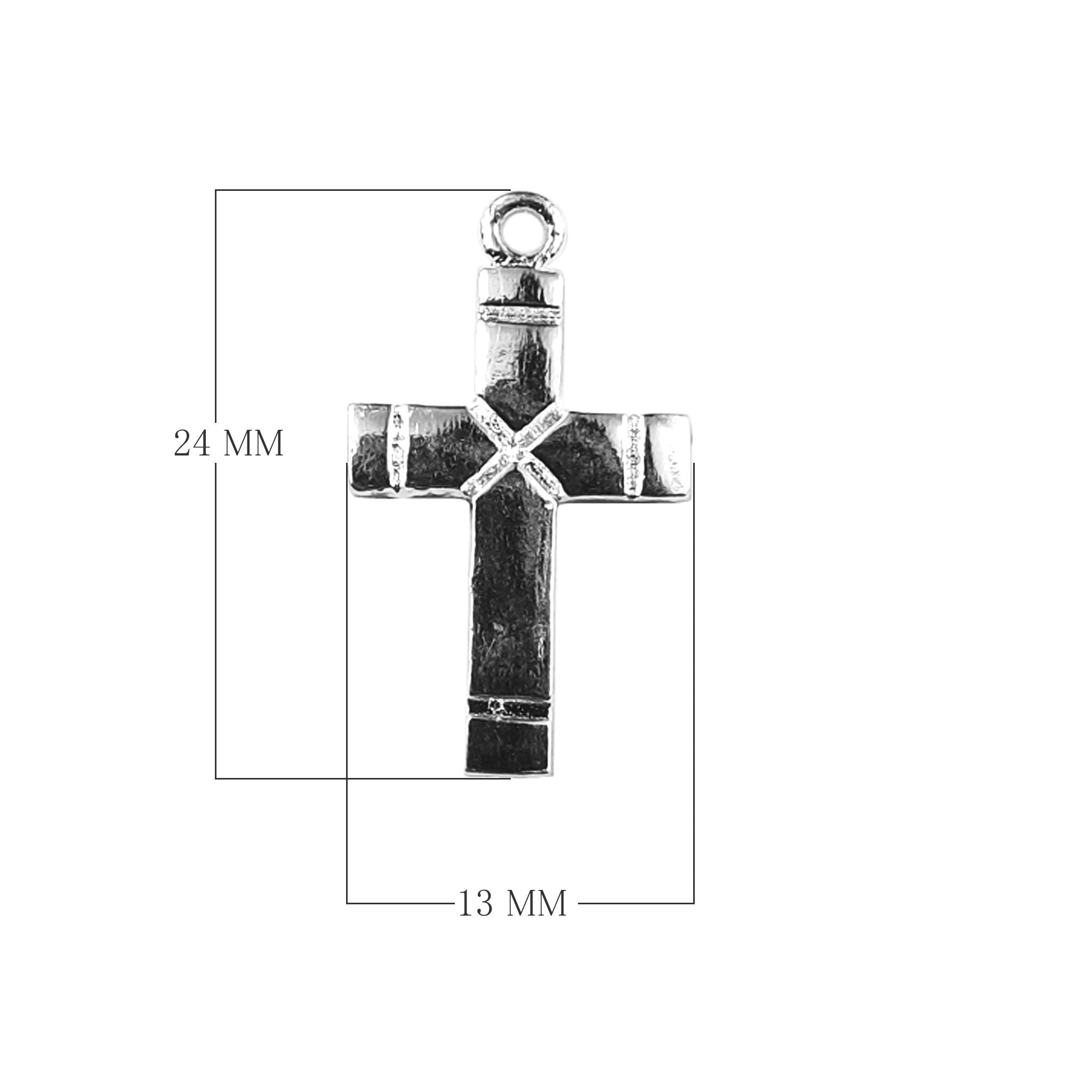 Handcrafted Silver Overlay Over Copper bold cross charm pendant with oxidized finish made in India.
