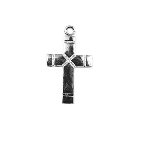 Handcrafted Silver Overlay Over Copper bold cross charm pendant with oxidized finish made in India.