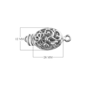 Handcrafted Silver Overlay Over Copper oval magnetic floral clasp with oxidized finish made in India.