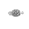 Handcrafted Silver Overlay Over Copper oval magnetic floral clasp with oxidized finish made in India.