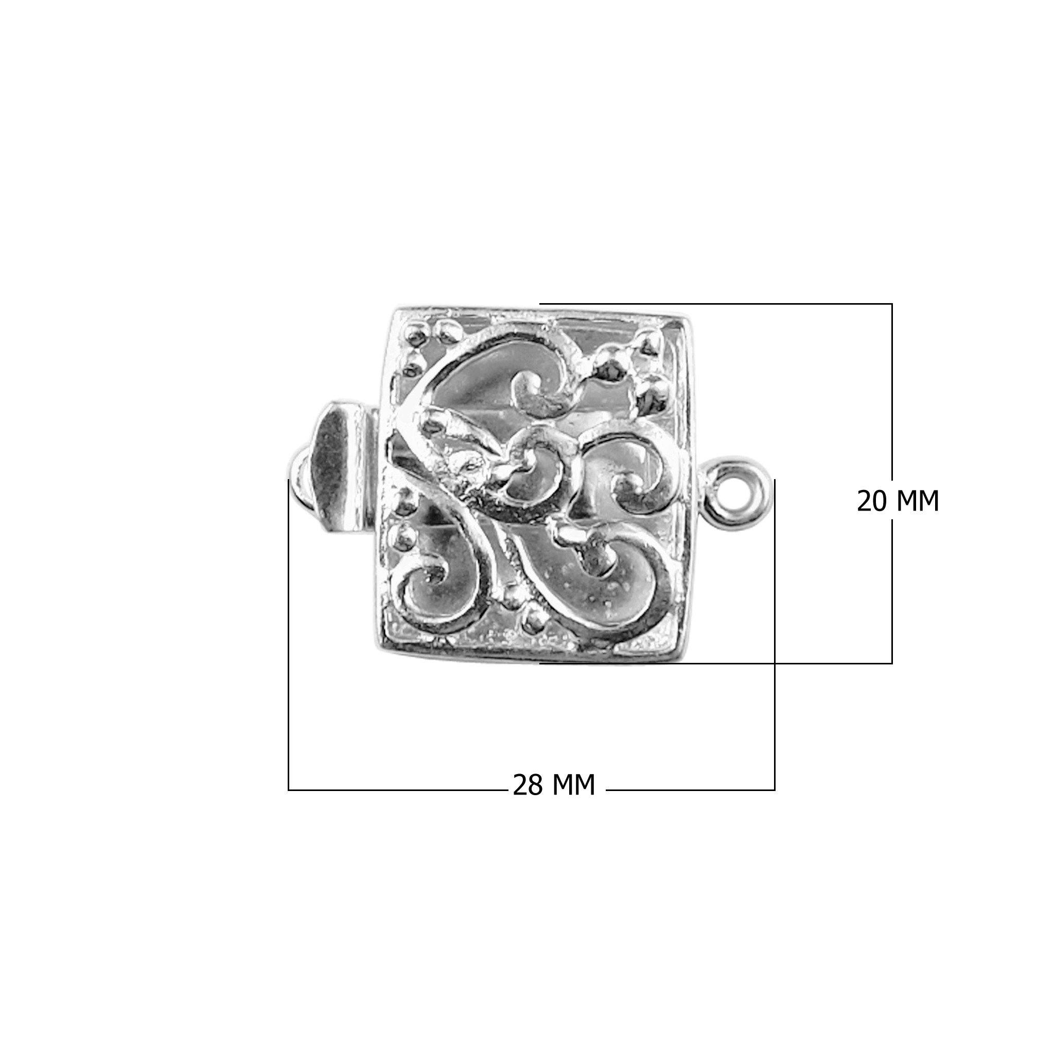 Handcrafted Silver Overlay Over Copper square floral box clasp with oxidized finish made in India.