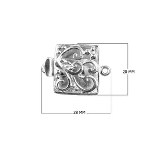 Handcrafted Silver Overlay Over Copper square floral box clasp with oxidized finish made in India.
