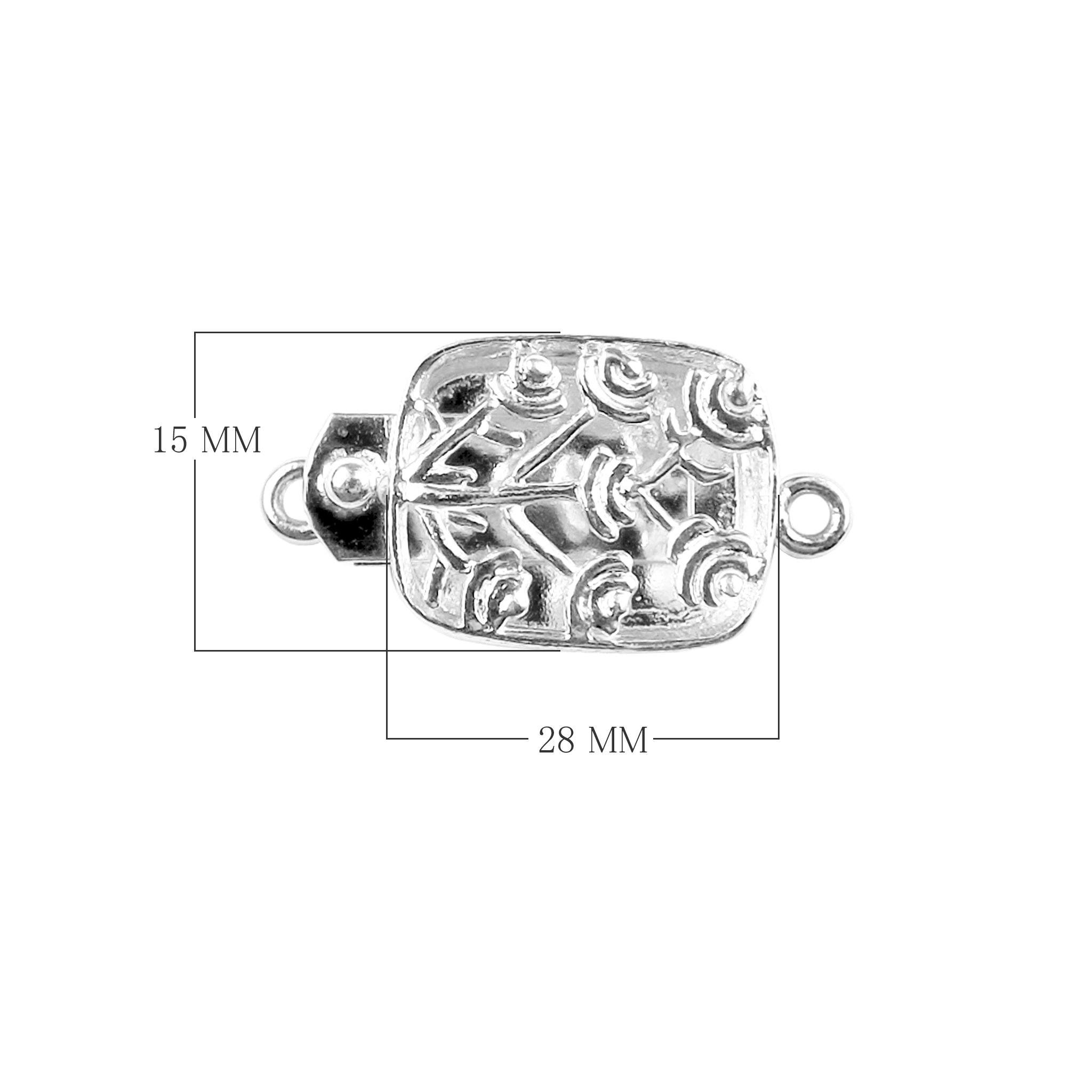 Handcrafted Silver Overlay Over Copper rectangular designer box clasp with oxidized finish made in India.