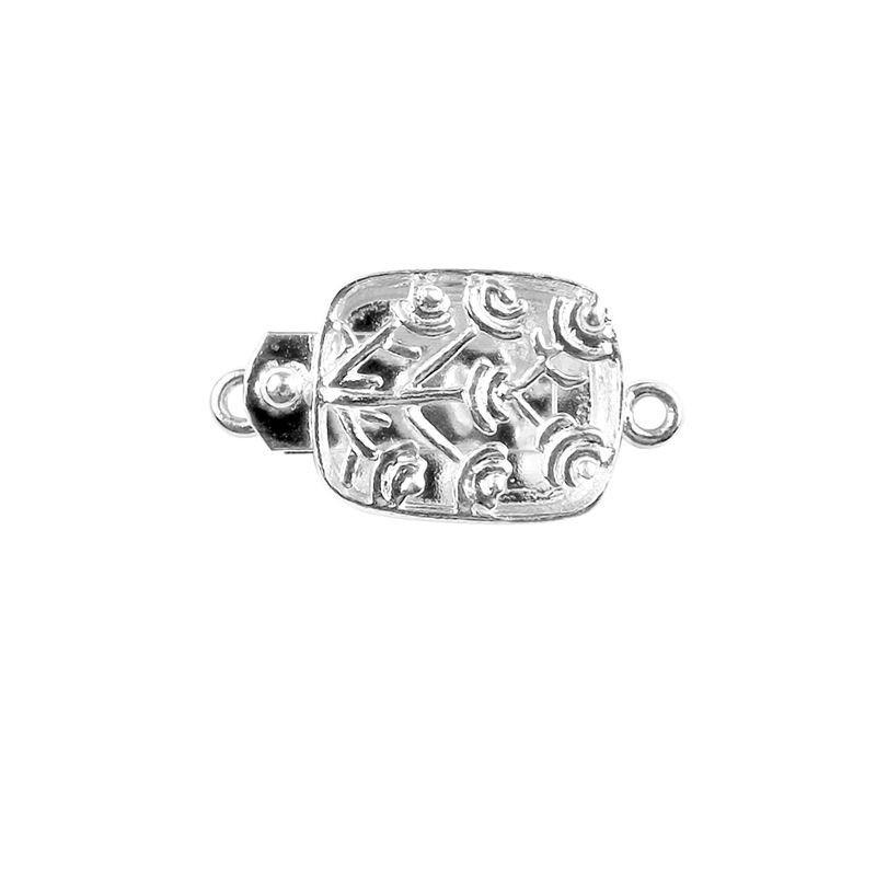 Handcrafted Silver Overlay Over Copper rectangular designer box clasp with oxidized finish made in India.