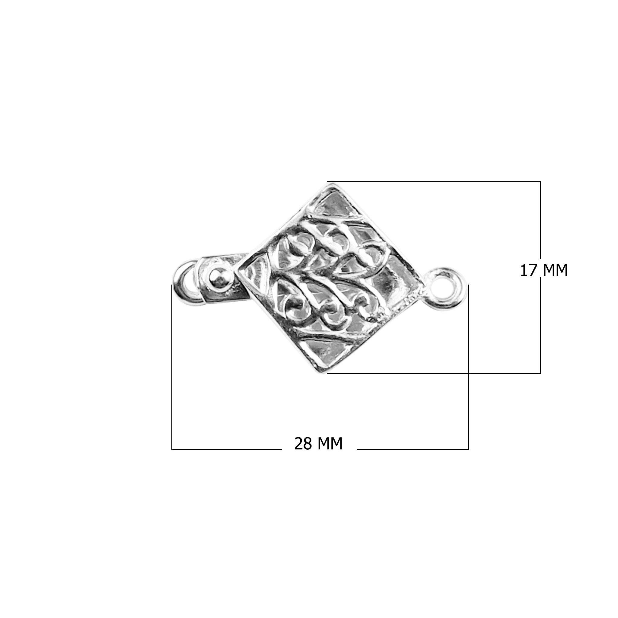 Handcrafted Silver Overlay Over Copper diamond-shaped designer box clasp with oxidized finish made in India.