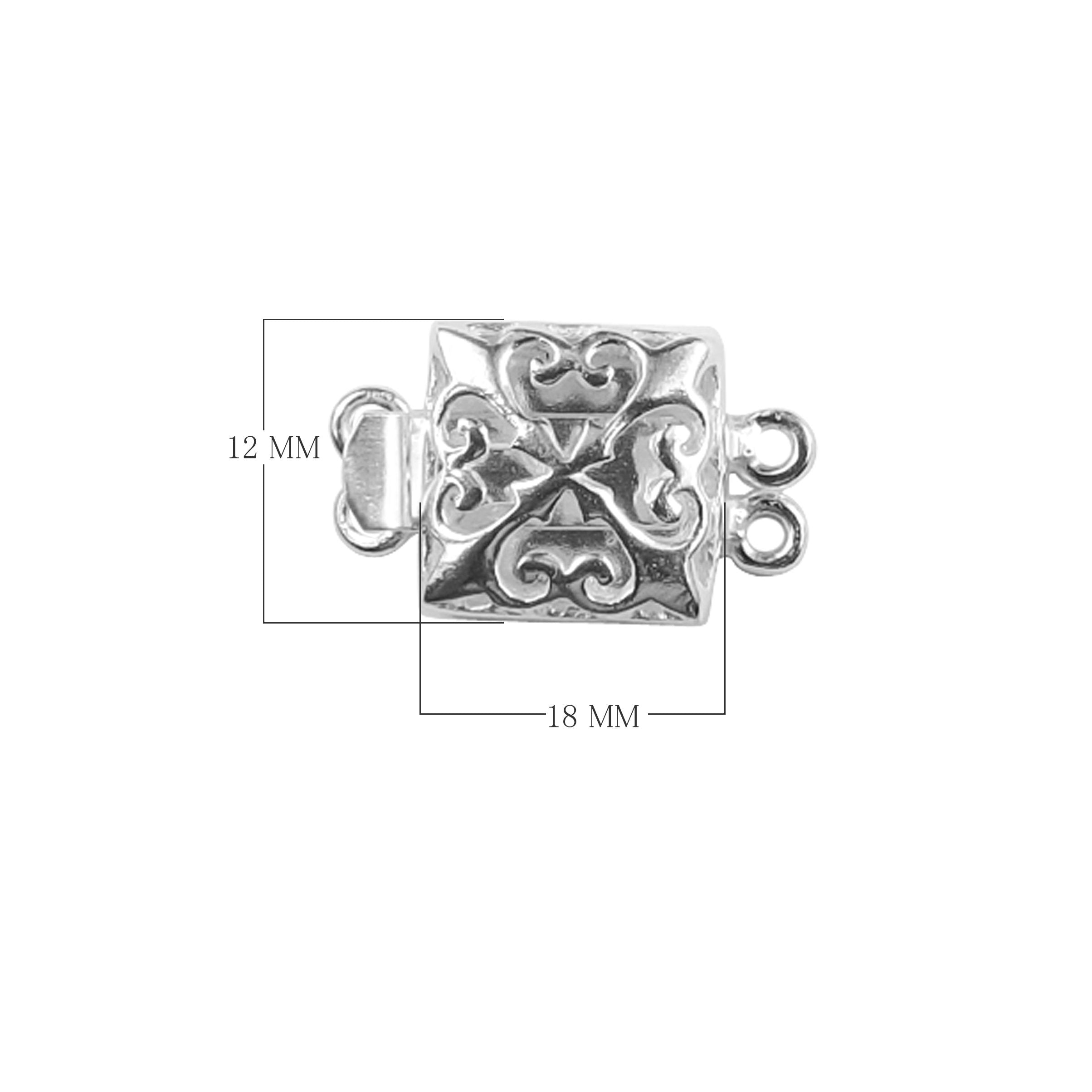 Handcrafted Silver Overlay Over Copper square multi-strand box clasp with oxidized finish made in India.