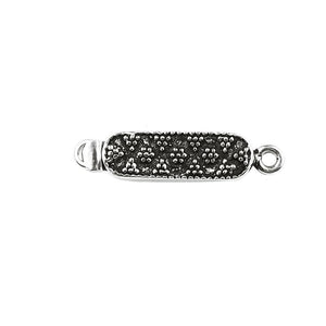 Handcrafted Silver Overlay Over Copper textured rectangular box clasp with oxidized finish made in India.