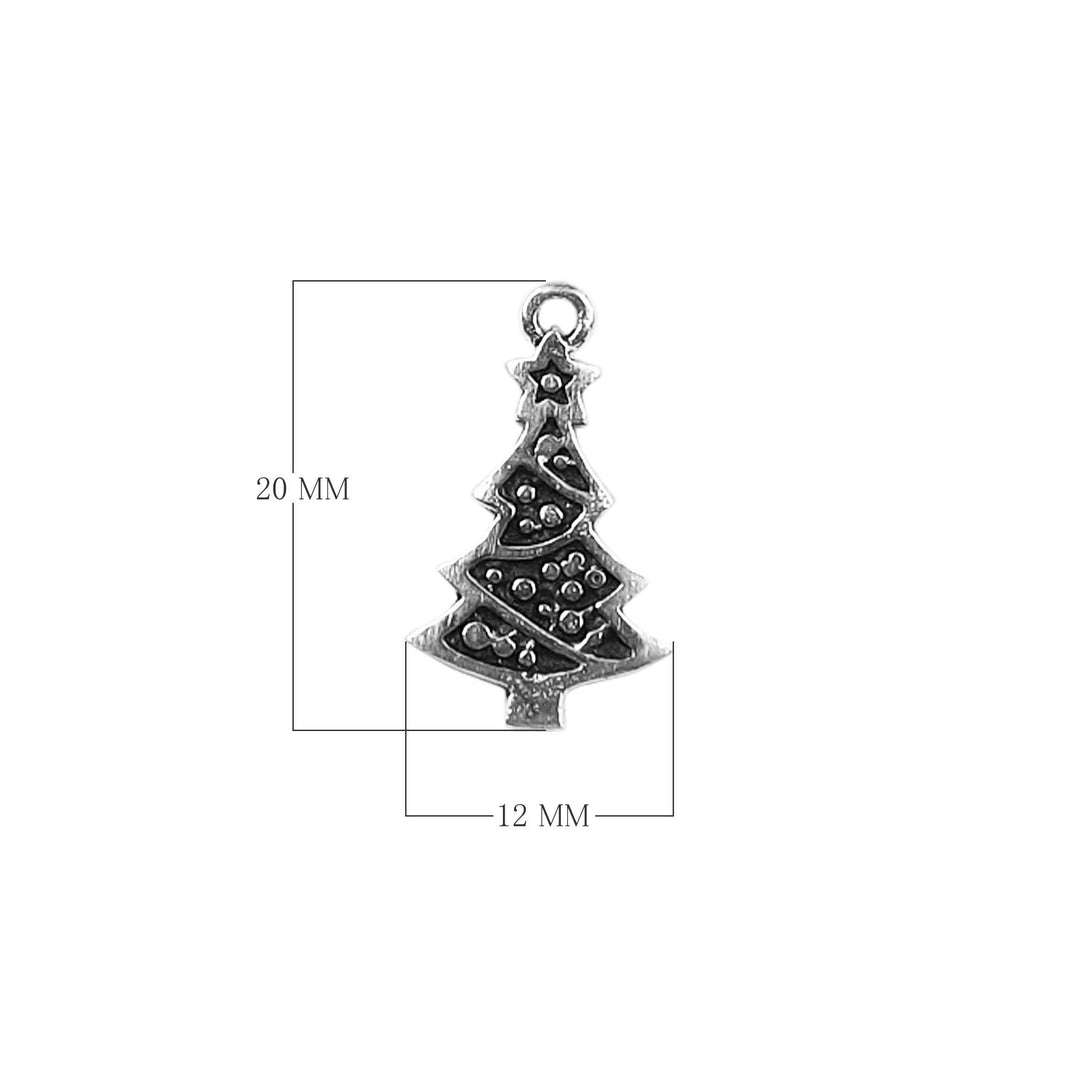 CSF-424 Silver Overlay Christmas tree Charm Beads Bali Designs Inc 