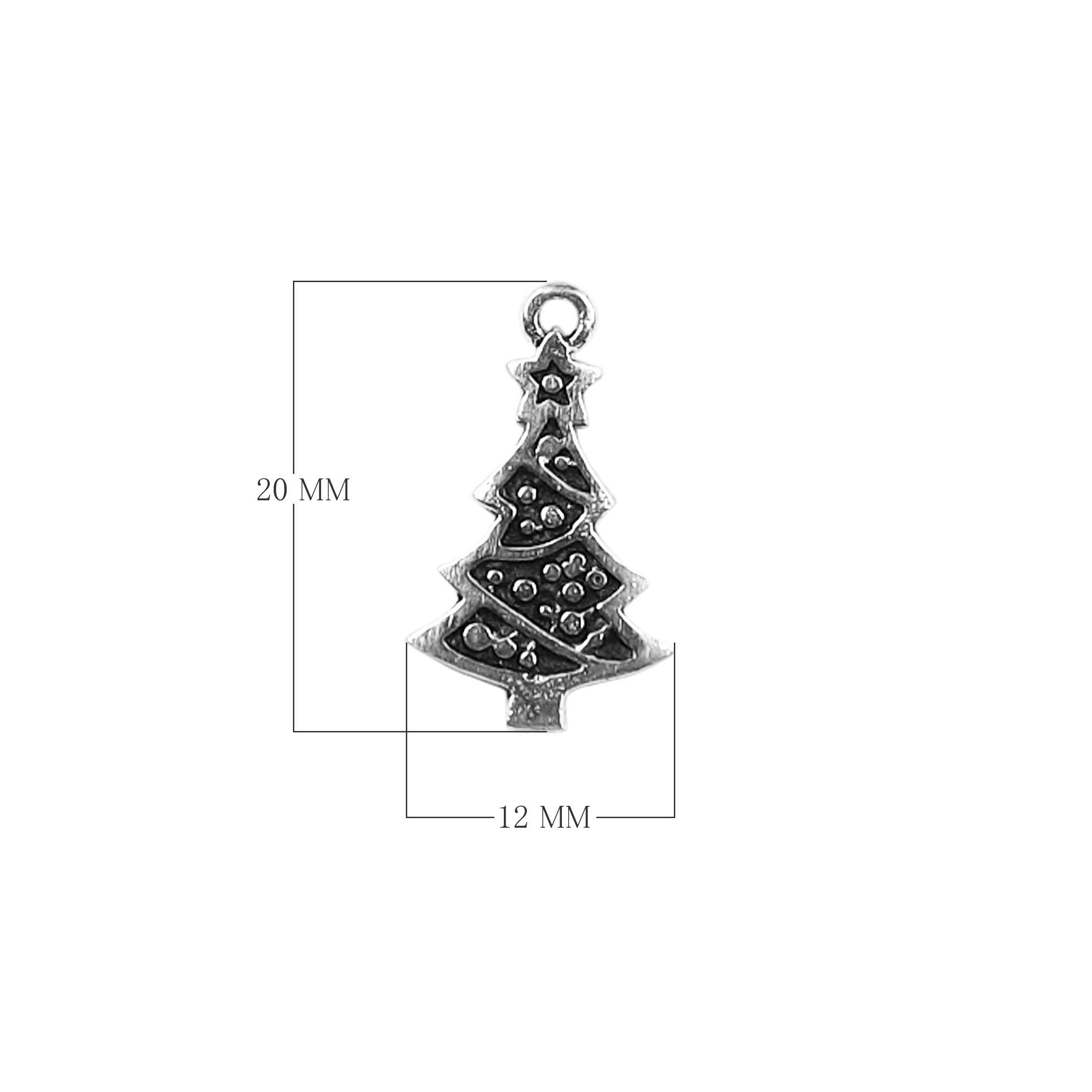 Handcrafted Silver Overlay Over Copper Christmas tree charm with antique finish made in India.