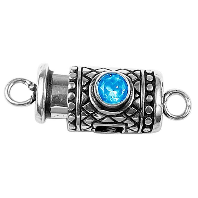 CSF-433-BT-1H Silver Overlay Single Strand Clasp With Blue Topaz Beads Bali Designs Inc 
