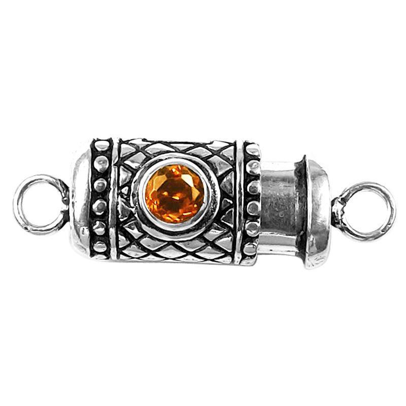 CSF-433-CT-1H Silver Overlay Single Strand Clasp With Citrine Beads Bali Designs Inc 