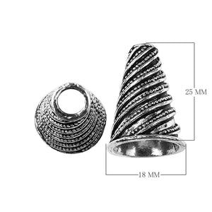 CSF-437 Silver Overlay Twisting Granulation Motif look Cone Beads Bali Designs Inc 