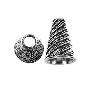 CSF-437 Silver Overlay Twisting Granulation Motif look Cone Beads Bali Designs Inc 