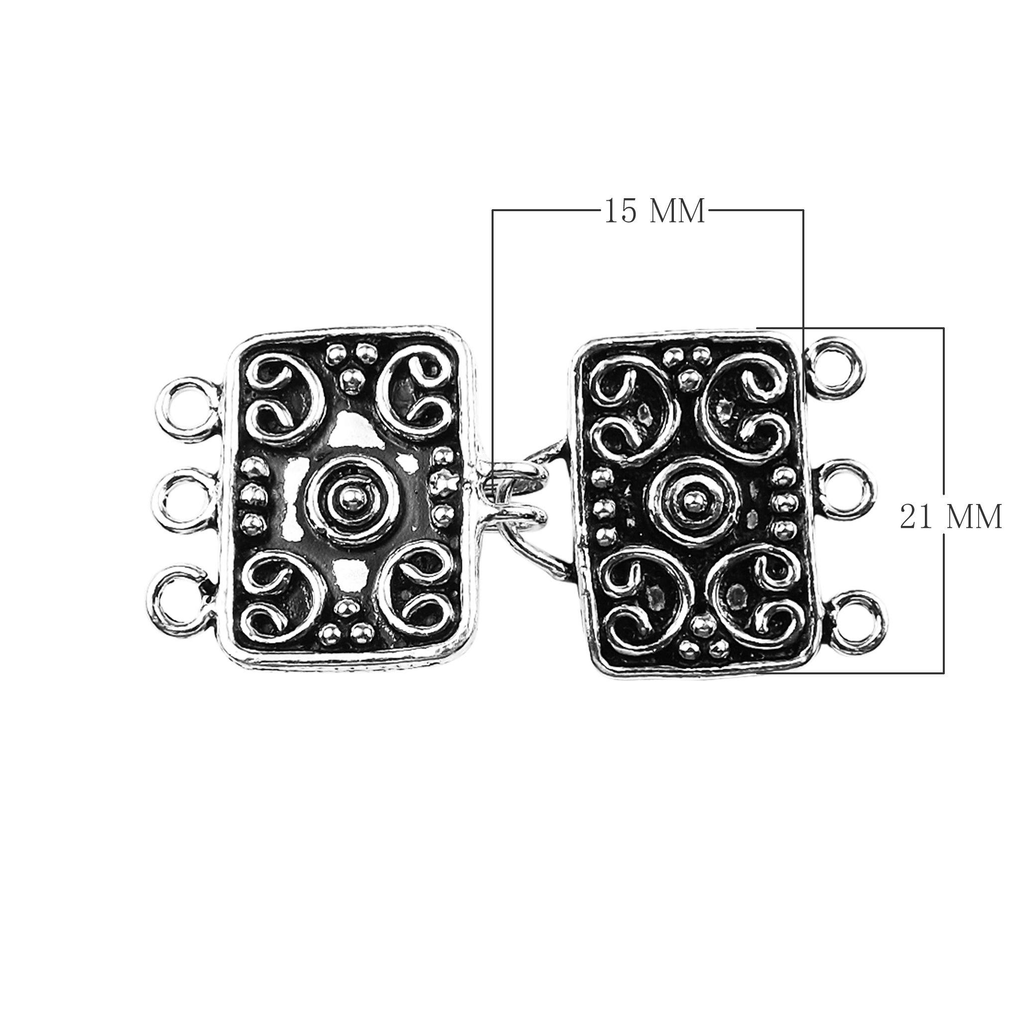 CSF-445-15X21MM Silver Overlay Multi Strand Clasp With 3 Hole Beads Bali Designs Inc 