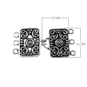 CSF-445-15X21MM Silver Overlay Multi Strand Clasp With 3 Hole Beads Bali Designs Inc 