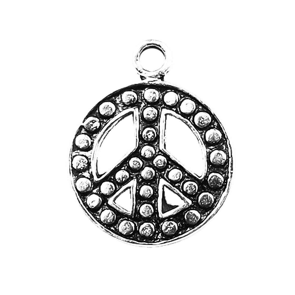 CSF-449 Silver Overlay Peace Sign Charm Beads Bali Designs Inc 