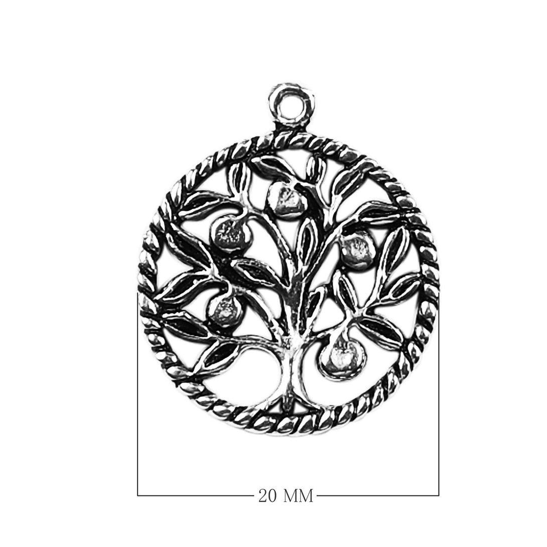CSF-452 Silver Overlay Tree of Life Charm Beads Bali Designs Inc 