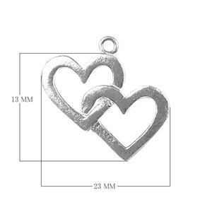 CSF-454-23X13MM Silver Overlay Two Heart Charm Beads Bali Designs Inc 