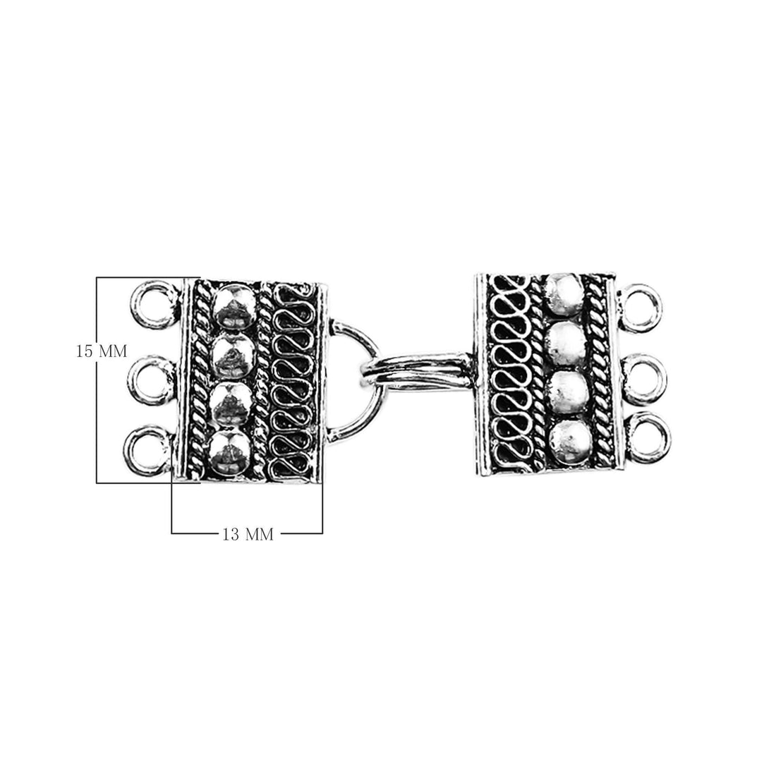 CSF-460 Silver Overlay Multi Strand Clasp With 3 Hole Beads Bali Designs Inc 