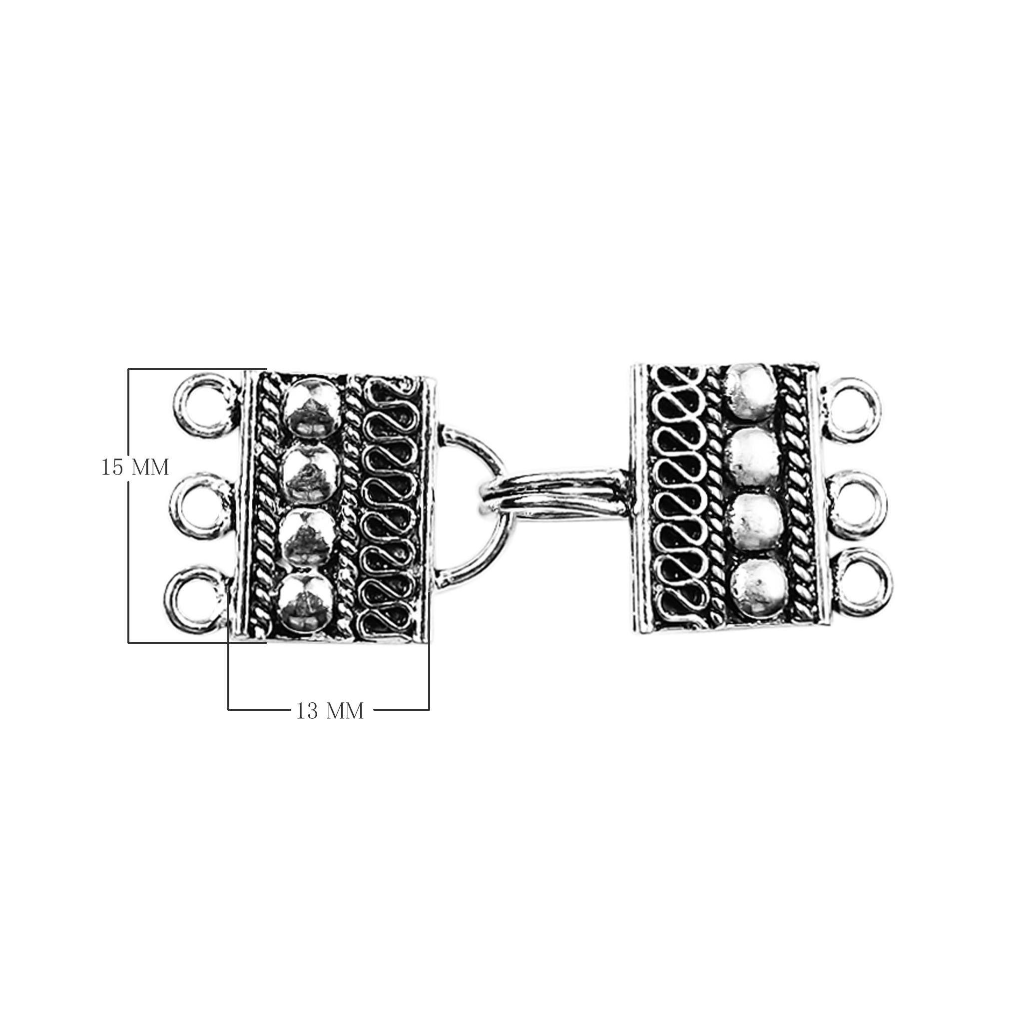 CSF-460 Silver Overlay Multi Strand Clasp With 3 Hole Beads Bali Designs Inc 