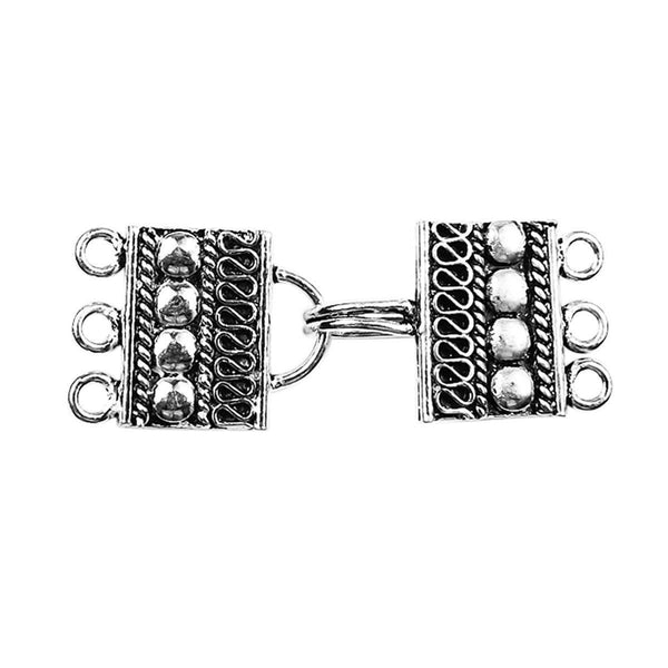 CSF-460 Silver Overlay Multi Strand Clasp With 3 Hole Beads Bali Designs Inc 