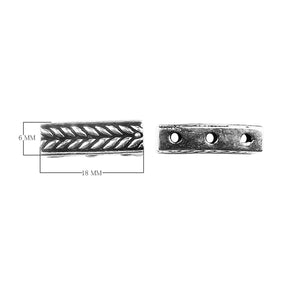 CSF-464 Silver Overlay Multi Strand Grain Design Spacer Bar With 3 Hole Beads Bali Designs Inc 