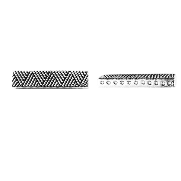 CSF-469 Silver Overlay Multi Strand Geomatrical Design Spacer Bar With 11 Holes Beads Bali Designs Inc 