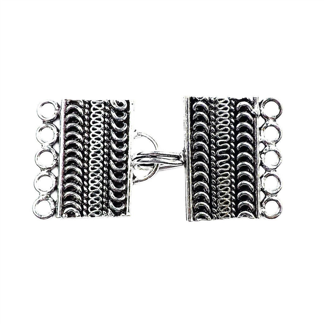 CSF-470 Silver Overlay Multi Strand Clasp With 5 Holes Beads Bali Designs Inc 