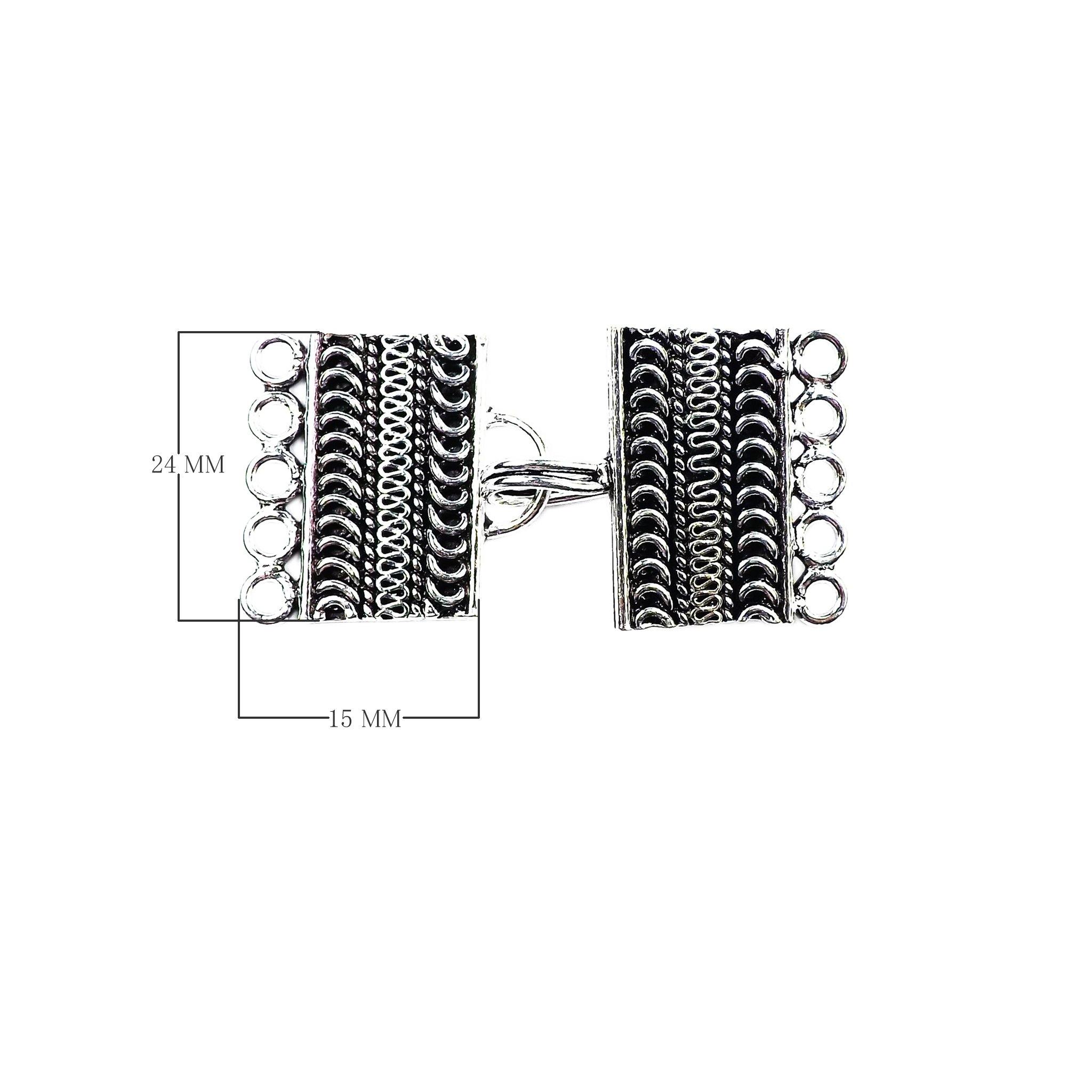 CSF-470 Silver Overlay Multi Strand Clasp With 5 Holes Beads Bali Designs Inc 