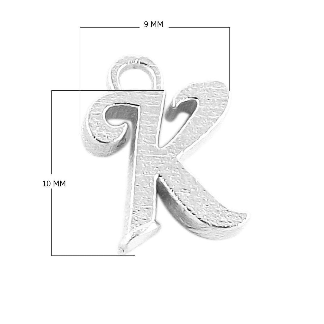 CSF-483 Silver Overlay Alphabet 'K' Charm Beads Bali Designs Inc 