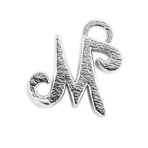 CSF-485 Silver Overlay Alphabet 'M' Charm Beads Bali Designs Inc 