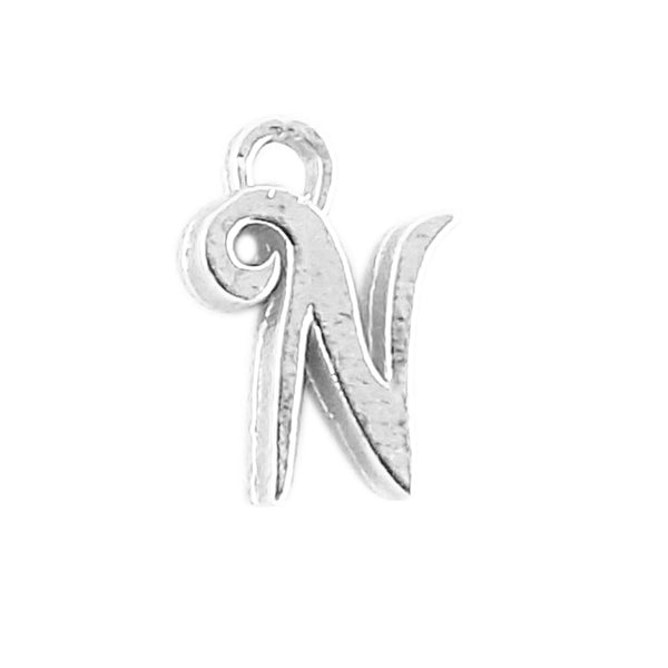 CSF-486 Silver Overlay Alphabet 'N' Charm Beads Bali Designs Inc 