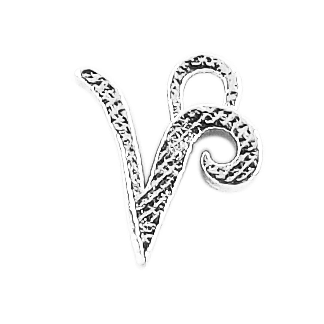 CSF-494 Silver Overlay Alphabet 'V' Charm Beads Bali Designs Inc 