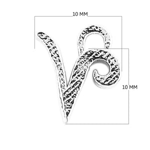 CSF-494 Silver Overlay Alphabet 'V' Charm Beads Bali Designs Inc 