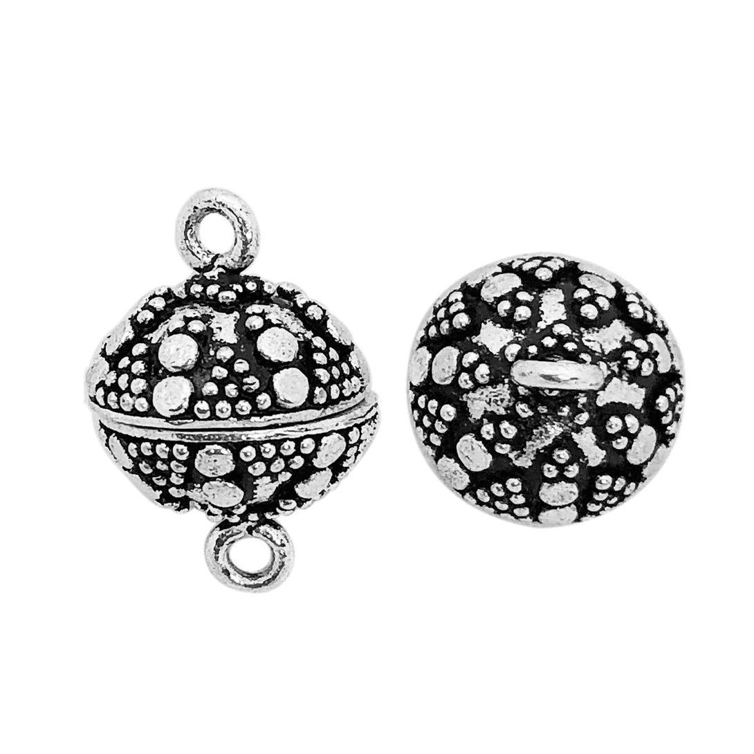 CSF-502 Silver Overlay Big Ball Shape Designer Magnetic Clasps Beads Bali Designs Inc 