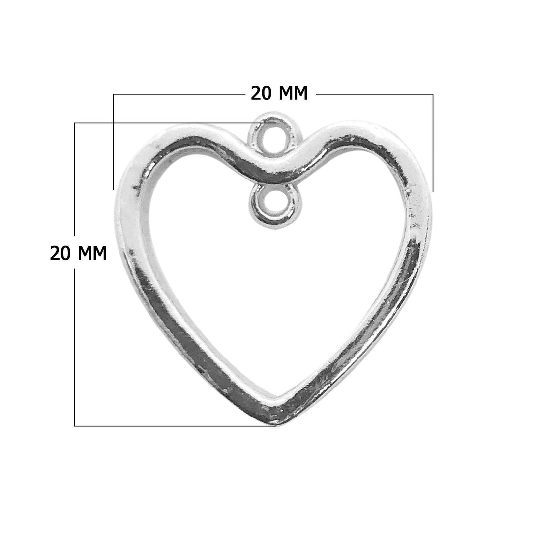 CSF-524-20X20MM Silver Overlay Heart Shape Charm Beads Bali Designs Inc 