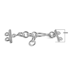 Handcrafted sterling silver 2-hole multi-strand clasp from India for wholesale jewelry making.