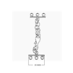 Handcrafted sterling silver 3-hole multi-strand clasp from India for wholesale jewelry findings.