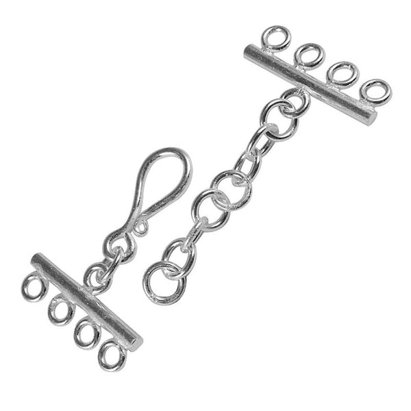 CSS-156-4H Sterling Silver Multi Strand Clasp With 4 Holes Beads Bali Designs Inc 