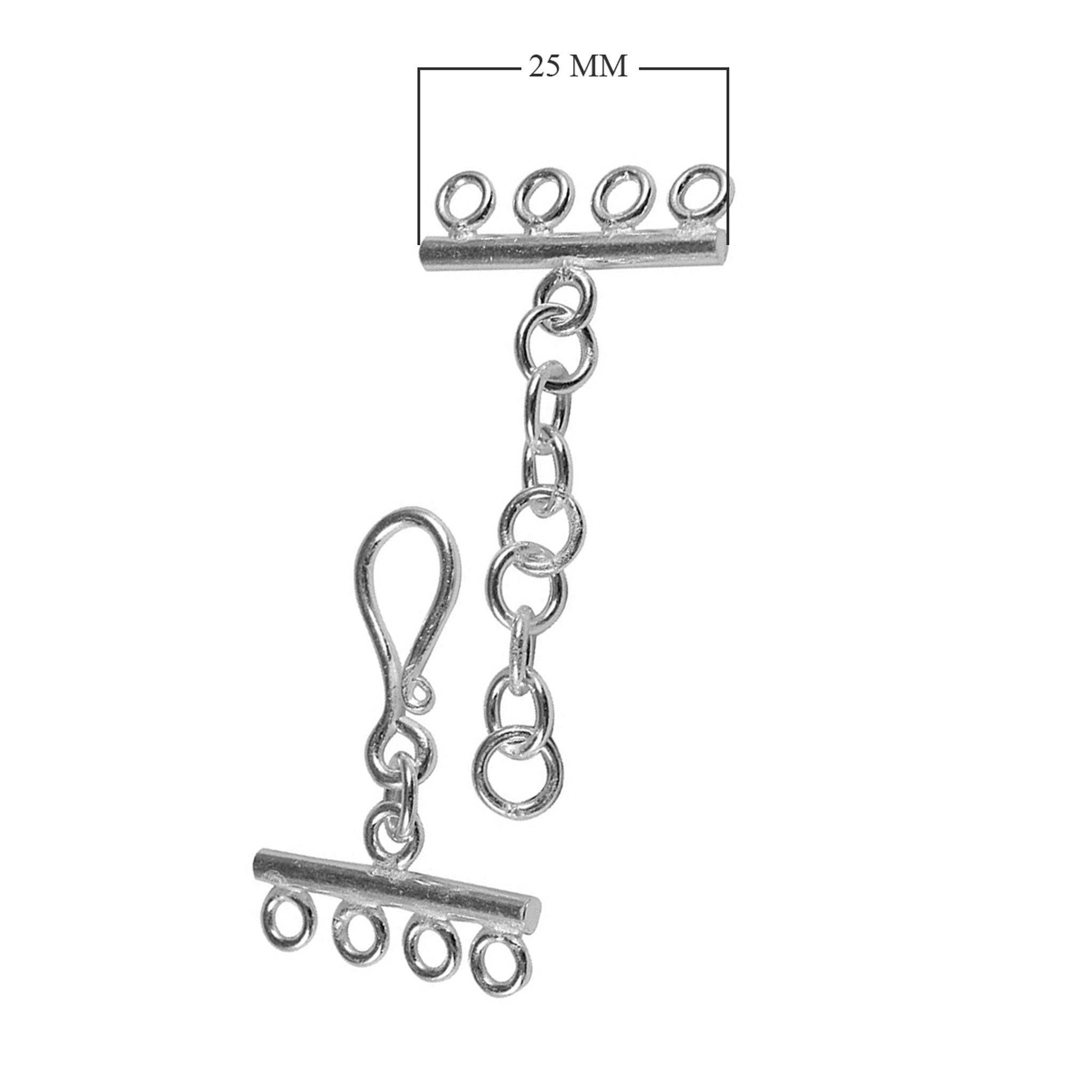 Sterling silver 4-hole multi-strand clasp handcrafted in India for wholesale jewelry making.