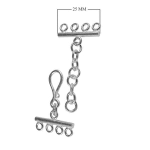 Sterling silver 4-hole multi-strand clasp handcrafted in India for wholesale jewelry making.
