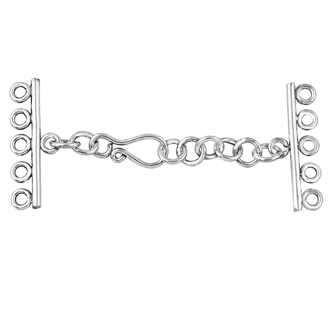 CSS-156-5H Sterling Silver Multi Strand Clasp With 5 Holes Beads Bali Designs Inc 