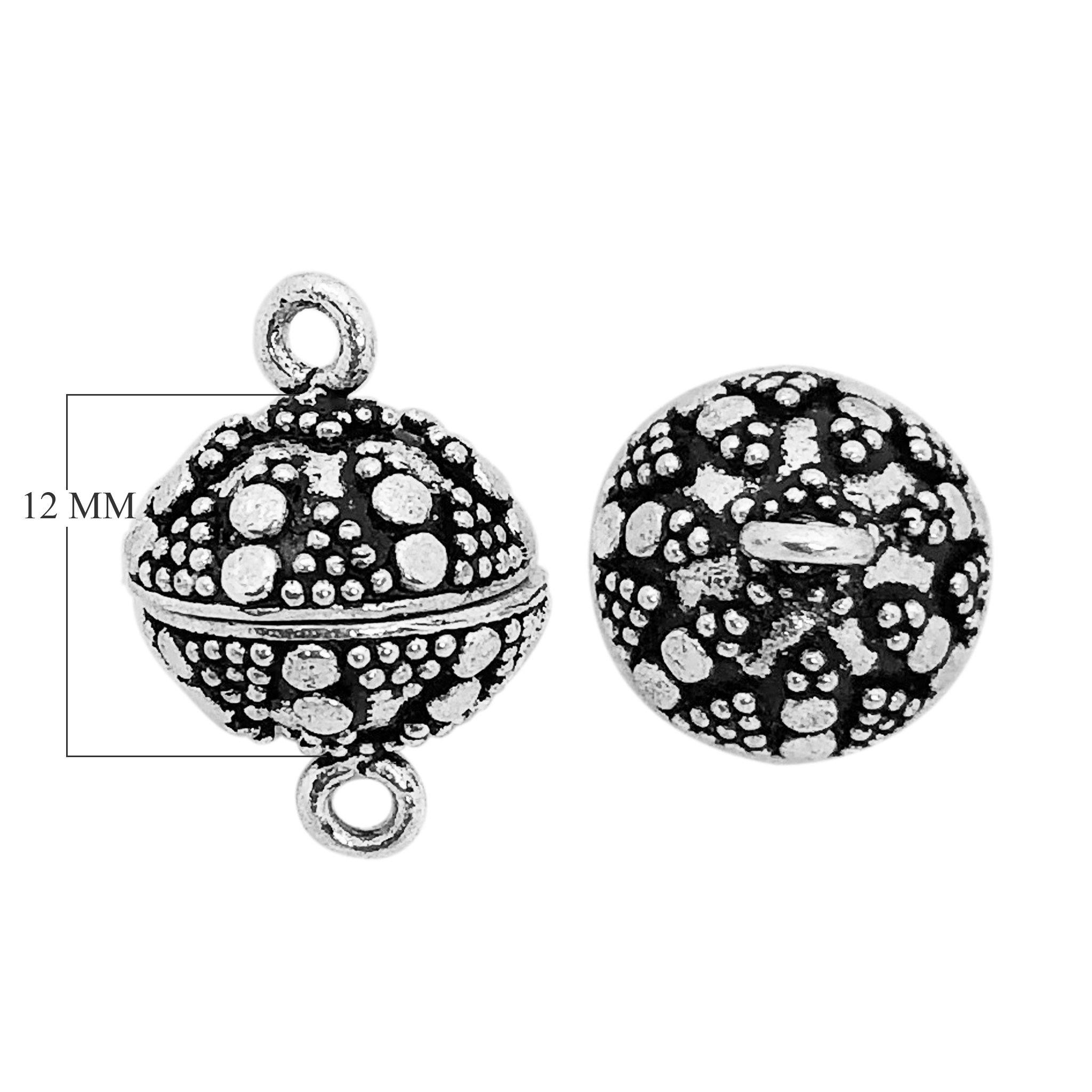 Sterling silver big ball designer magnetic clasp handcrafted in India for wholesale jewelry findings.
