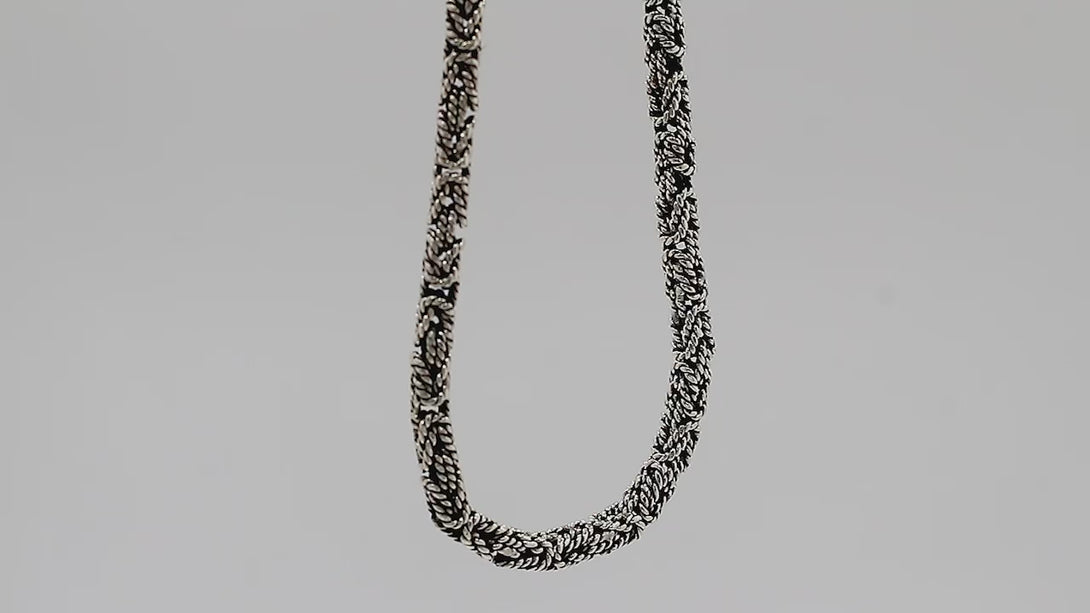 Wholesale 4MM sterling silver chain with lobster clasp, handcrafted Balinese weave design.