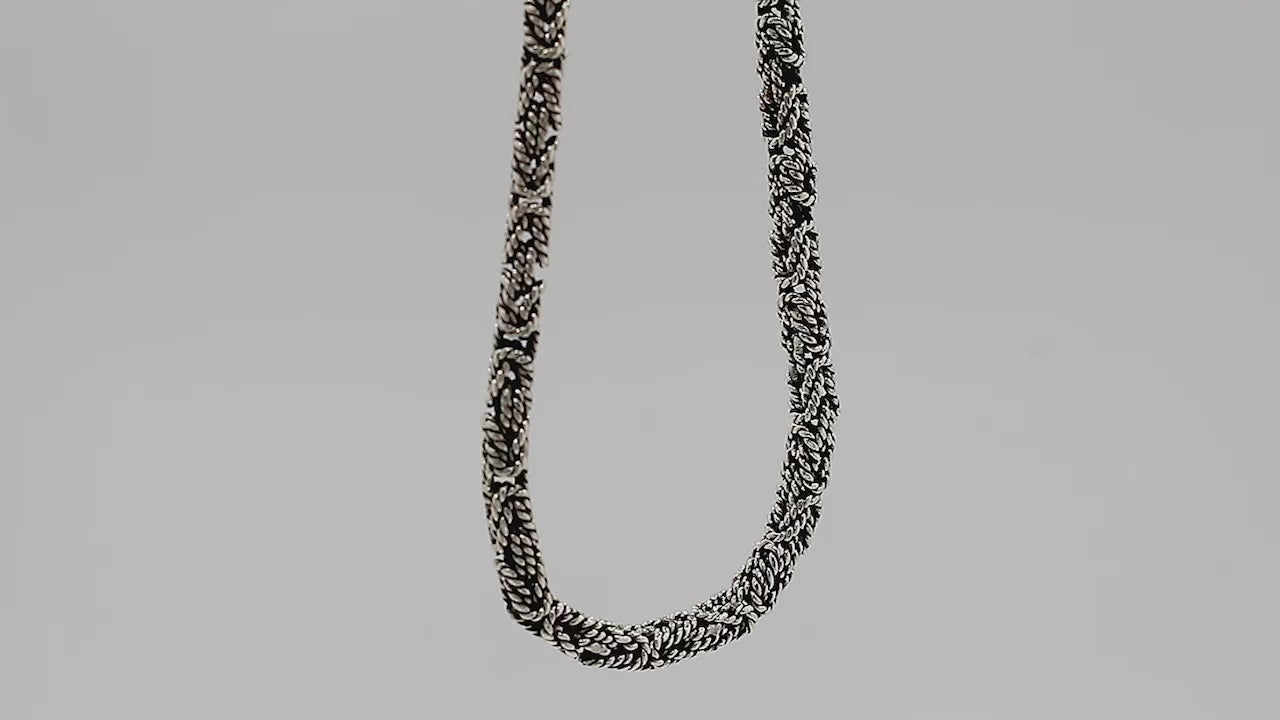 Wholesale 4MM sterling silver chain with lobster clasp, handcrafted Balinese weave design.