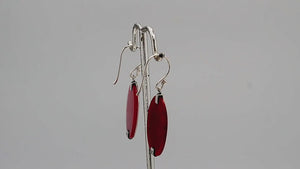 Sterling silver round Red Coral dangle earrings