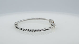 Sterling silver twisted rope bangle with citrine quartz stones handcrafted design.