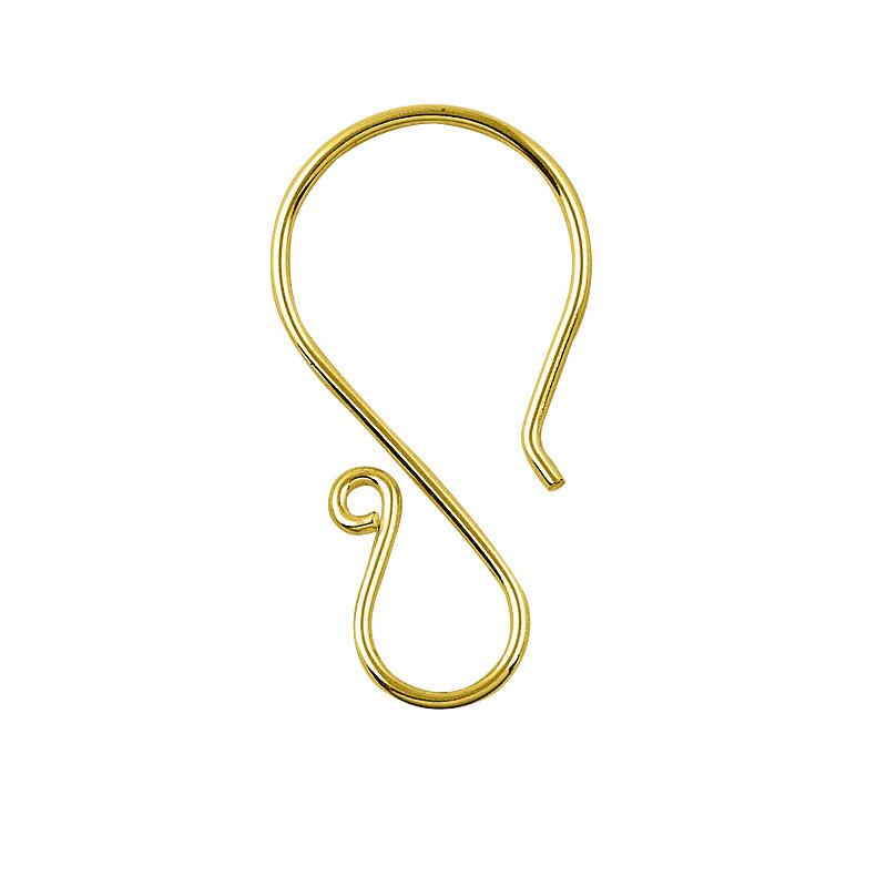 FG-100 18K Gold Overlay Earwire 'S' Shape These Open Hook Earrings have smooth clean lines with a modern feel Beads Bali Designs Inc 