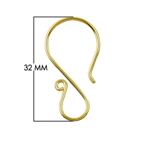 18K Gold Overlay Earwire For Jewelry Making With Polished Finish Handcrafted In India